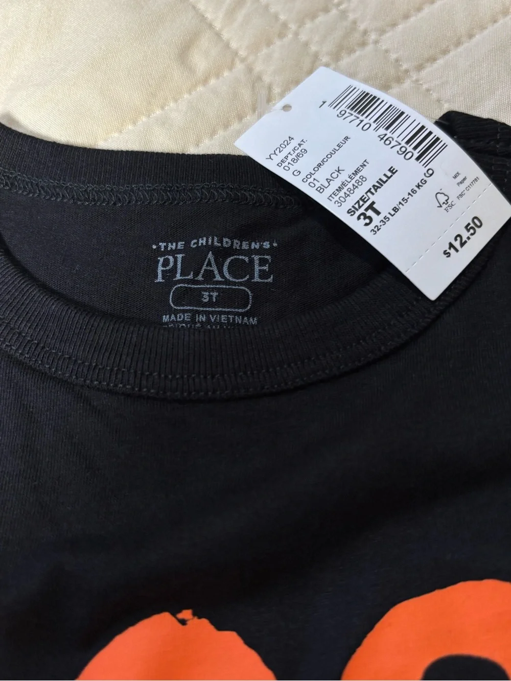 Children’s Place 3T Black 'Boo Yah' Graphic Tee